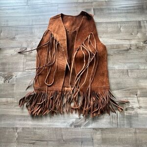 Vintage Brown Suede Fringe Vest